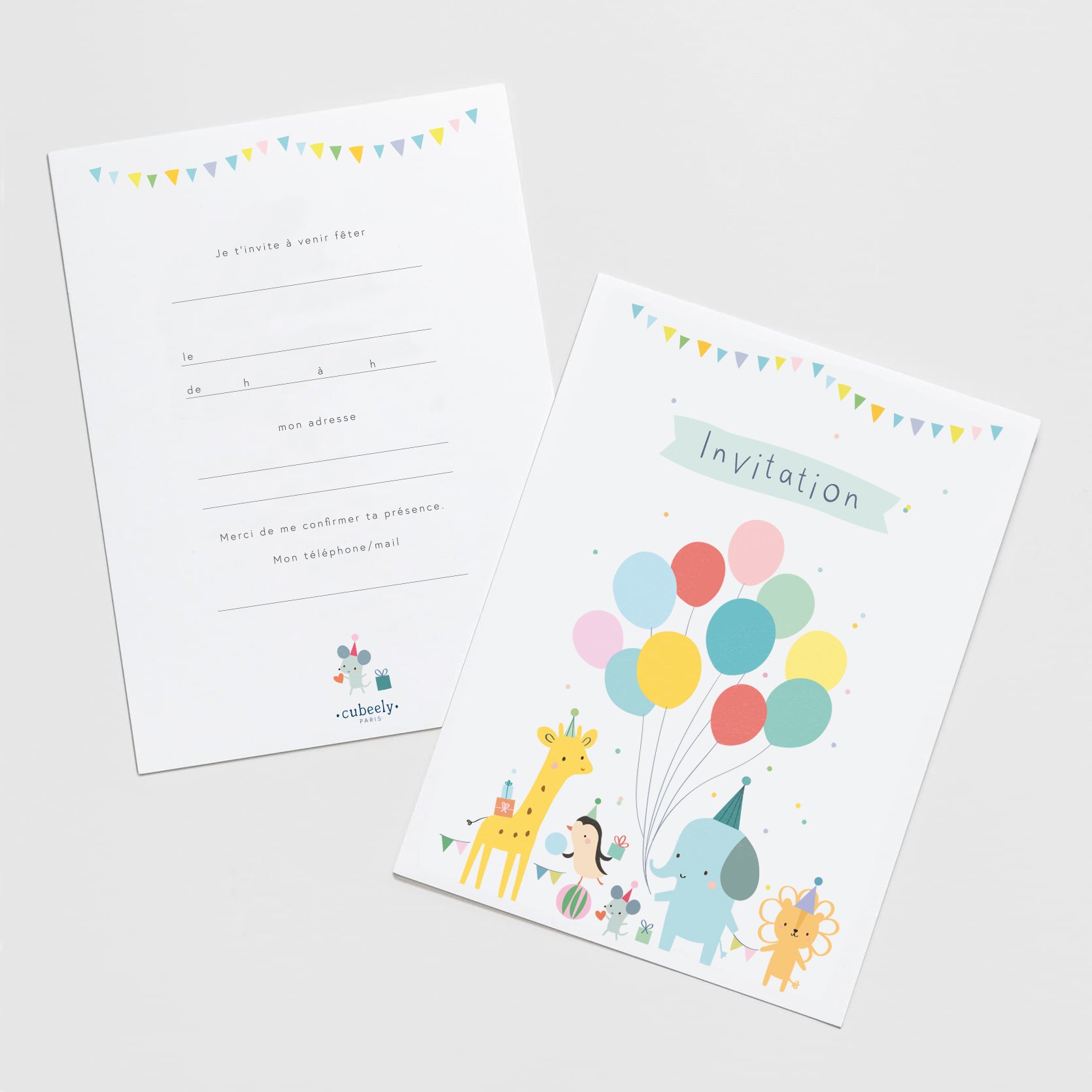 Set of 8 Invitation Cards - Birthday Balloons