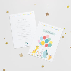 Set of 8 Invitation Cards - Birthday Balloons